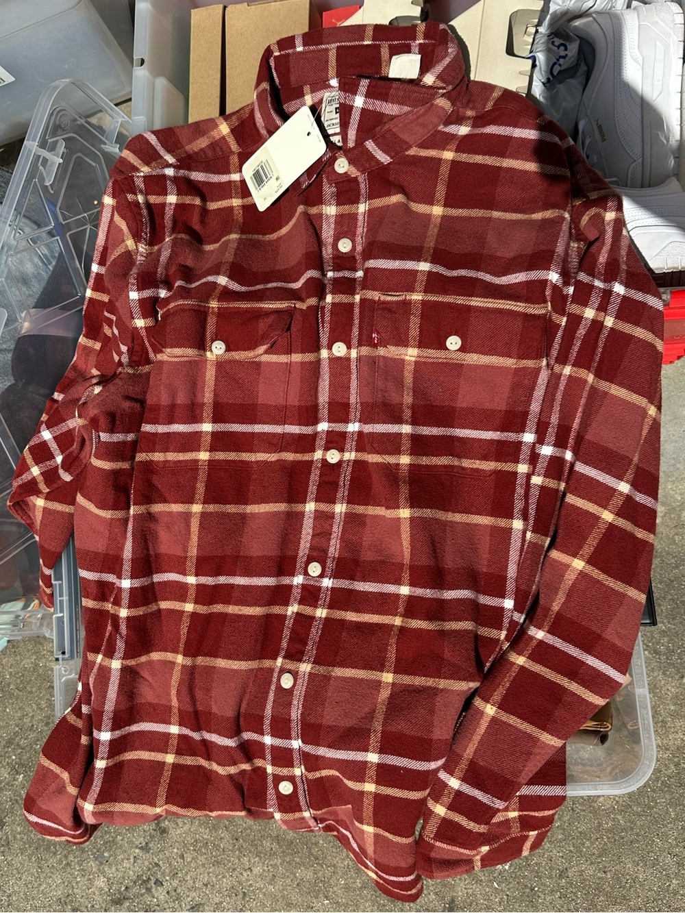Levi's Burgundy Plaid Button-Down Shirt